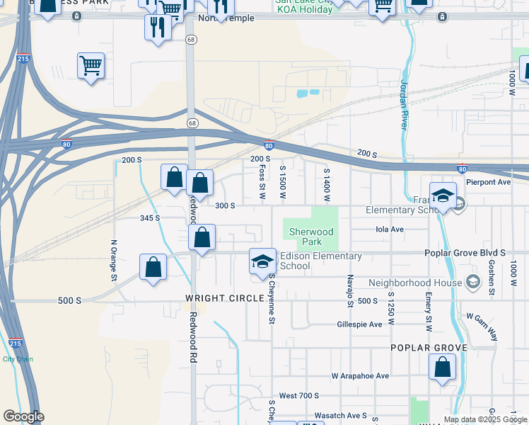 map of restaurants, bars, coffee shops, grocery stores, and more near 316 South Cheyenne Street in Salt Lake City
