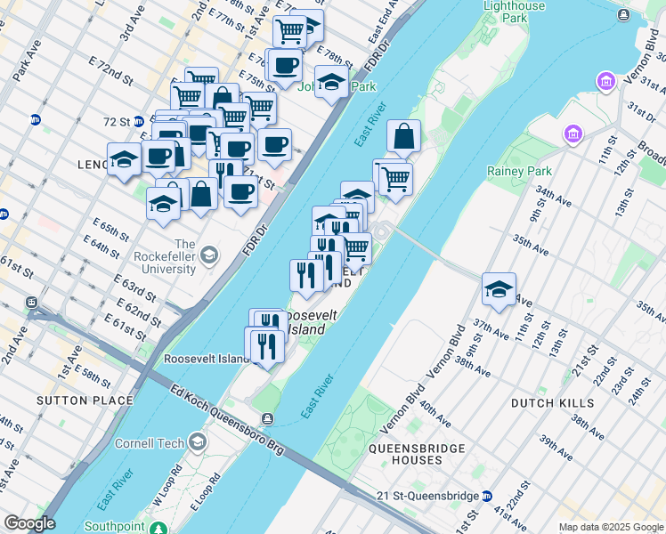 map of restaurants, bars, coffee shops, grocery stores, and more near in New York