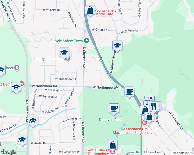 map of restaurants, bars, coffee shops, grocery stores, and more near 6127 North Jayar Drive in Peoria