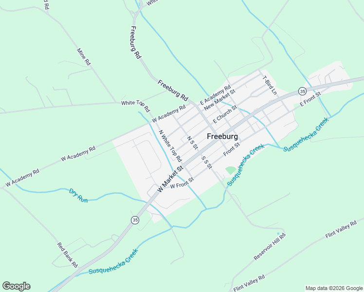 map of restaurants, bars, coffee shops, grocery stores, and more near West Church Street in Freeburg