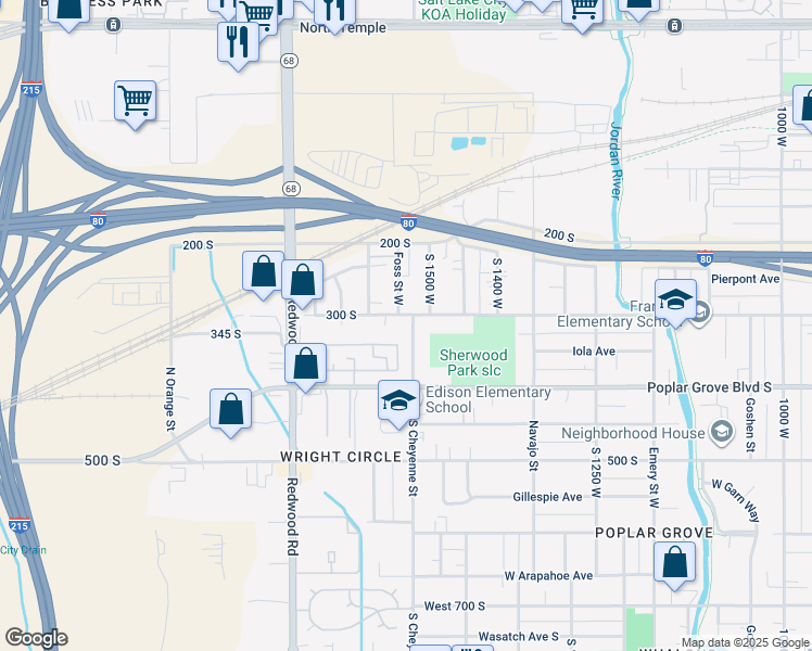 map of restaurants, bars, coffee shops, grocery stores, and more near 316 South Cheyenne Street in Salt Lake City
