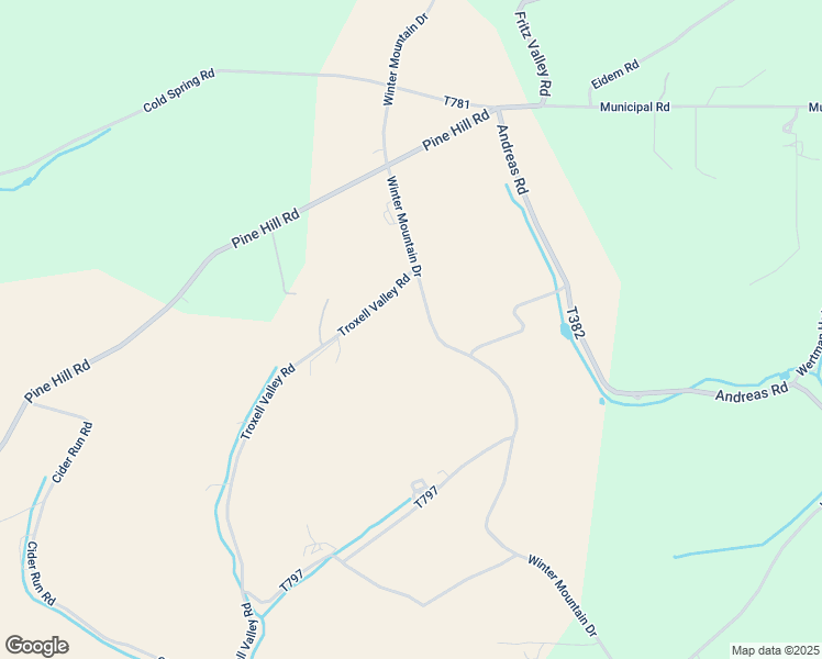 map of restaurants, bars, coffee shops, grocery stores, and more near 438 Troxell Valley Road in Andreas