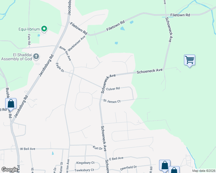 map of restaurants, bars, coffee shops, grocery stores, and more near 410 Schoeneck Avenue in Nazareth