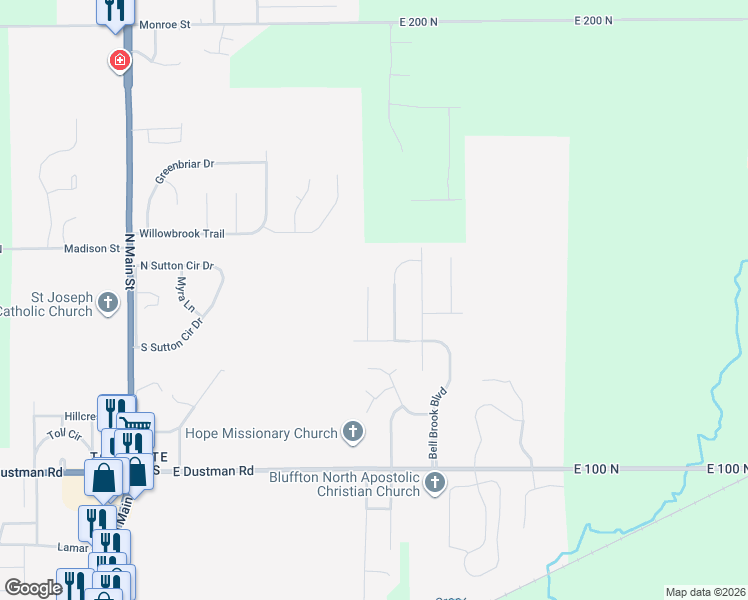 map of restaurants, bars, coffee shops, grocery stores, and more near 1539 Treyburn Court in Bluffton