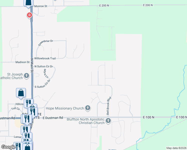 map of restaurants, bars, coffee shops, grocery stores, and more near 1539 Treyburn Court in Bluffton