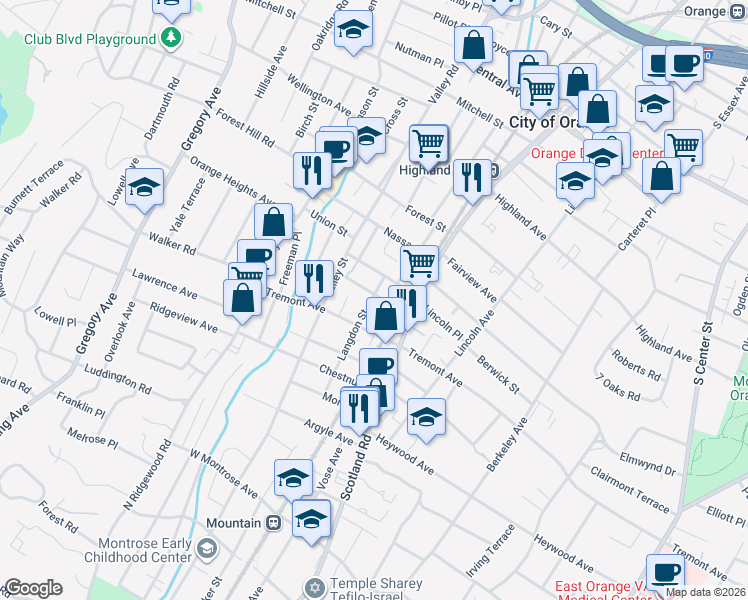 map of restaurants, bars, coffee shops, grocery stores, and more near 560 Christopher Street in City of Orange