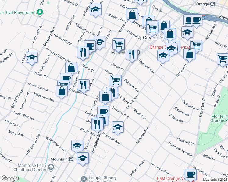 map of restaurants, bars, coffee shops, grocery stores, and more near 541 Scotland Road in City of Orange