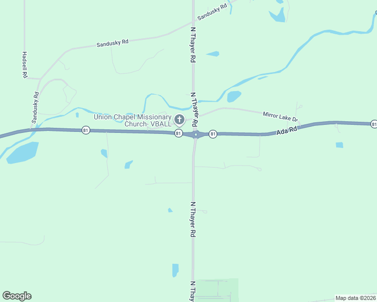 map of restaurants, bars, coffee shops, grocery stores, and more near 1641 North Thayer Road in Lima