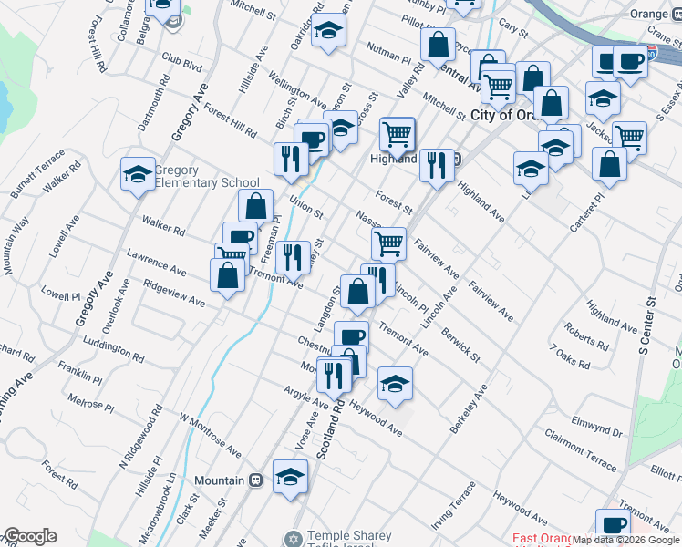 map of restaurants, bars, coffee shops, grocery stores, and more near 560 Christopher Street in City of Orange