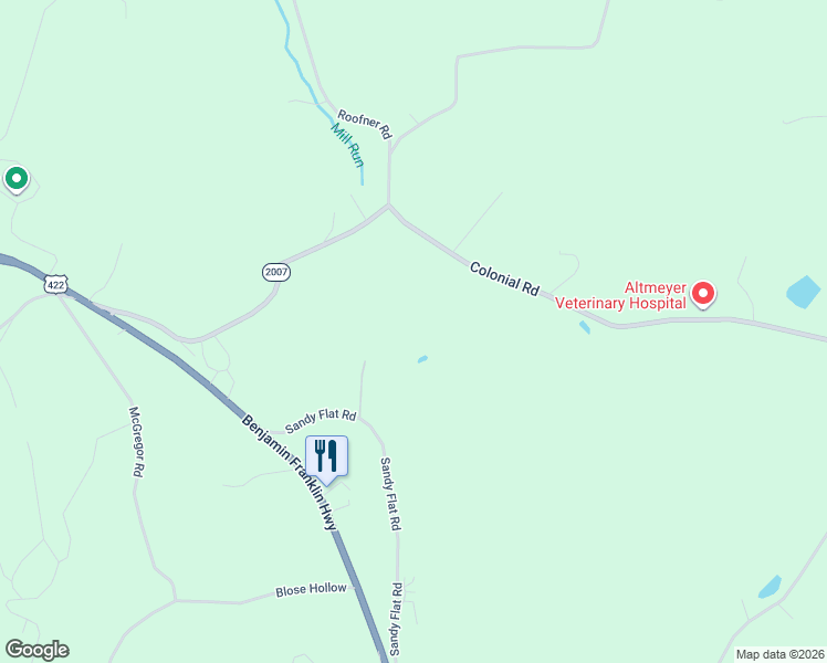 map of restaurants, bars, coffee shops, grocery stores, and more near 216 Sandy Flat Road in Kittanning