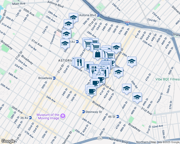 map of restaurants, bars, coffee shops, grocery stores, and more near in 