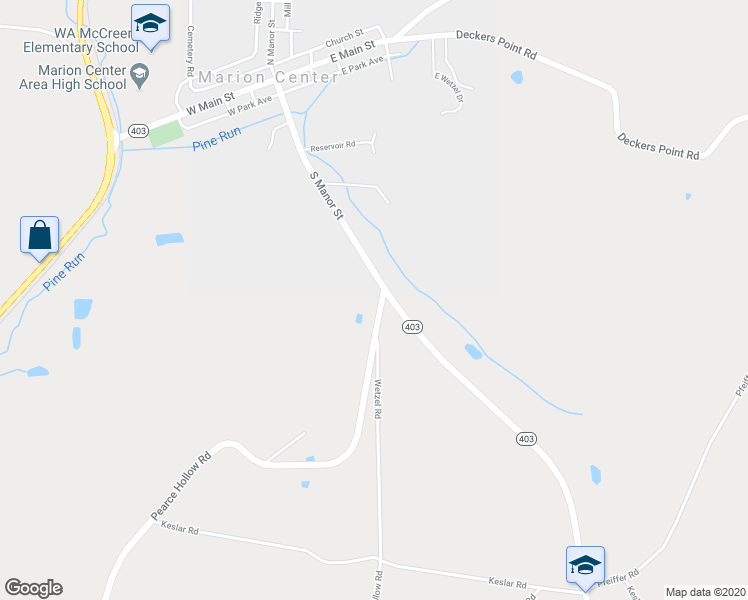 map of restaurants, bars, coffee shops, grocery stores, and more near 4289 Pearce Hollow Road in Marion Center