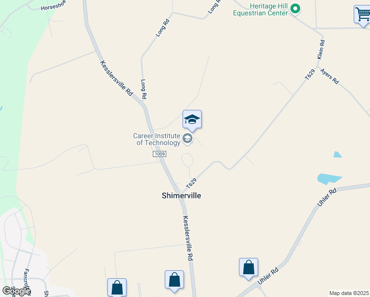 map of restaurants, bars, coffee shops, grocery stores, and more near 5335 Kesslersville Road in Easton