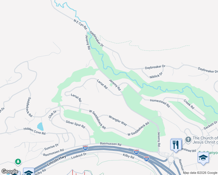 map of restaurants, bars, coffee shops, grocery stores, and more near 3630 Lariat Road in Park City