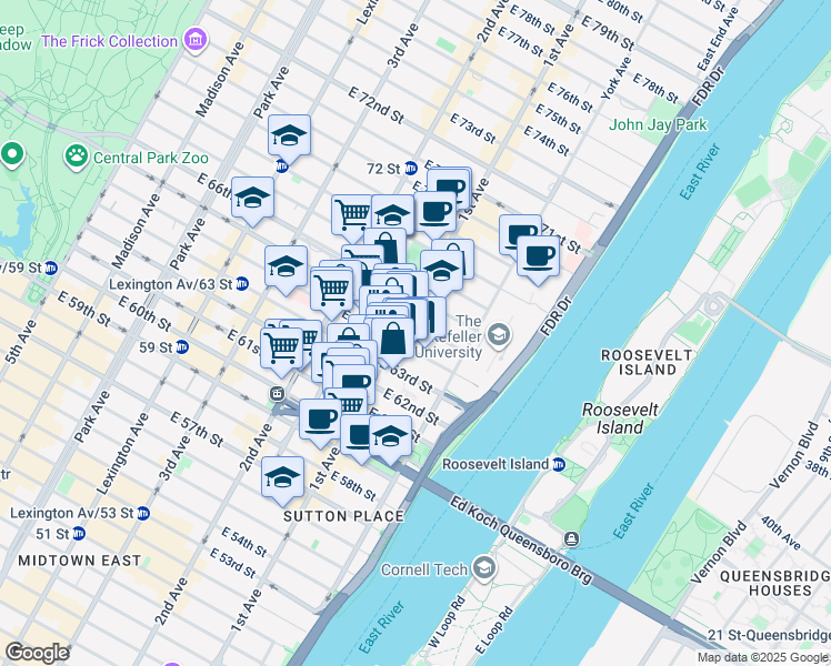 map of restaurants, bars, coffee shops, grocery stores, and more near in New York