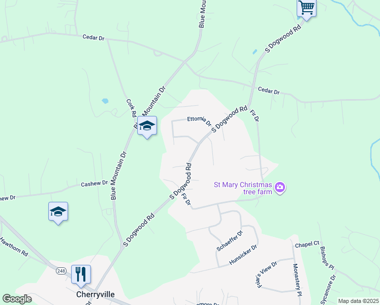 map of restaurants, bars, coffee shops, grocery stores, and more near 795 South Dogwood Road in Walnutport