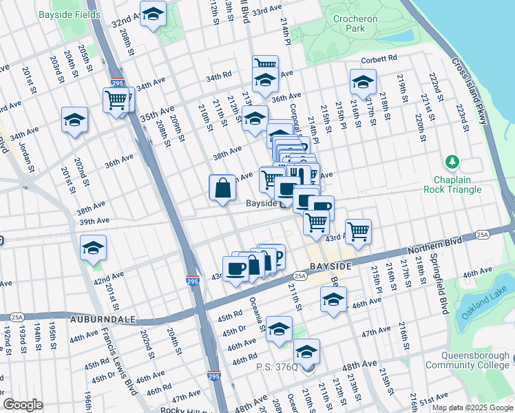 map of restaurants, bars, coffee shops, grocery stores, and more near in Queens