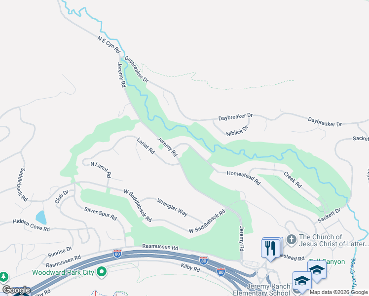 map of restaurants, bars, coffee shops, grocery stores, and more near 9024 Jeremy Ranch Road in Park City