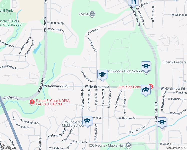 map of restaurants, bars, coffee shops, grocery stores, and more near 6211 North Eldorado Drive in Peoria