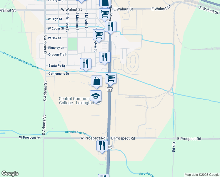 map of restaurants, bars, coffee shops, grocery stores, and more near 1500 Plum Creek Parkway in Lexington