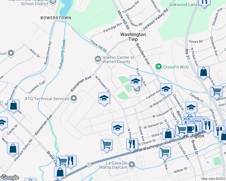 map of restaurants, bars, coffee shops, grocery stores, and more near 324 North Prospect Street in Washington
