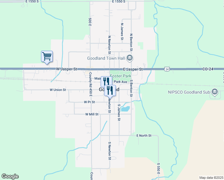 map of restaurants, bars, coffee shops, grocery stores, and more near 209 South Newton Street in Goodland