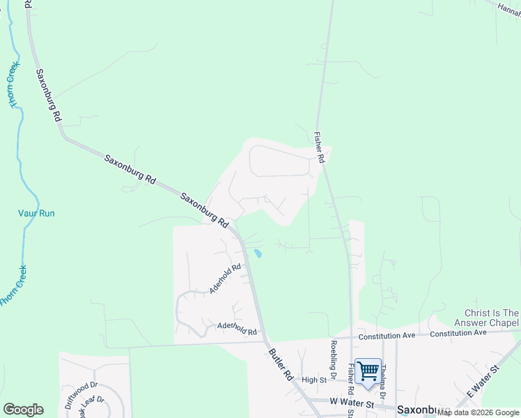 map of restaurants, bars, coffee shops, grocery stores, and more near 127 May Drive in Saxonburg