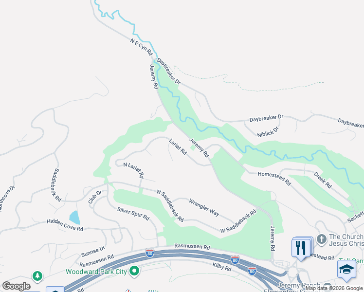 map of restaurants, bars, coffee shops, grocery stores, and more near 3710 Lariat Road in Park City