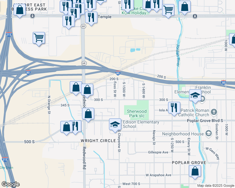 map of restaurants, bars, coffee shops, grocery stores, and more near 236 South 1500 West in Salt Lake City