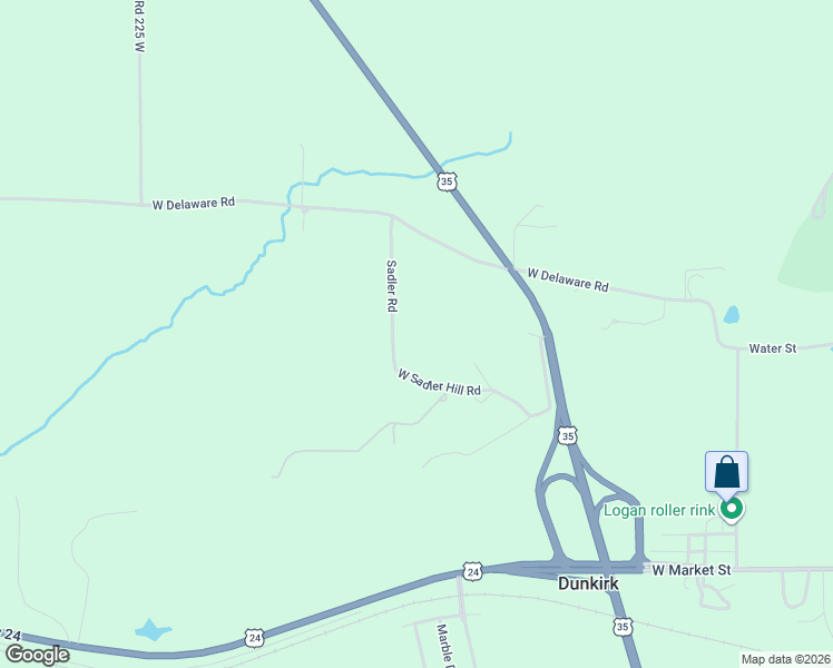 map of restaurants, bars, coffee shops, grocery stores, and more near 1800 Sadler Road in Logansport