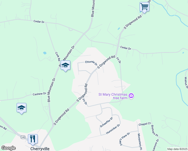 map of restaurants, bars, coffee shops, grocery stores, and more near 4036 Elm Tree Road in Walnutport