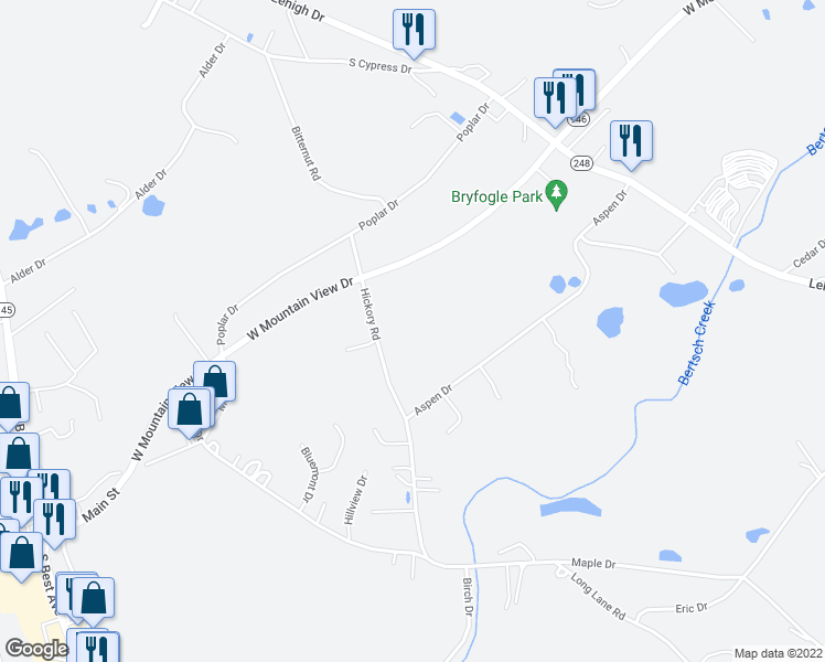 map of restaurants, bars, coffee shops, grocery stores, and more near 944 Hickory Road in Walnutport