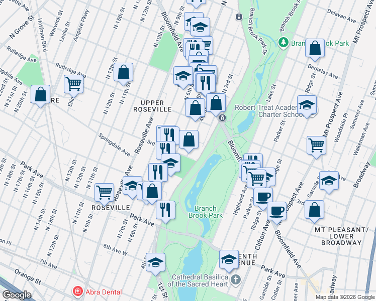 map of restaurants, bars, coffee shops, grocery stores, and more near 488 4th Street in Newark