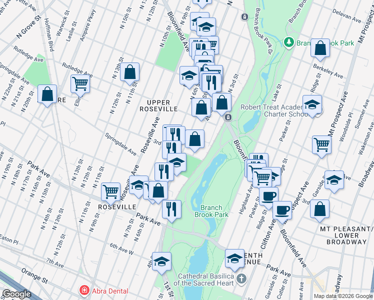 map of restaurants, bars, coffee shops, grocery stores, and more near 488 4th Street in Newark