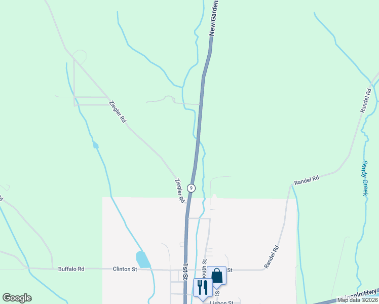 map of restaurants, bars, coffee shops, grocery stores, and more near 9493 Ohio 9 in Hanoverton