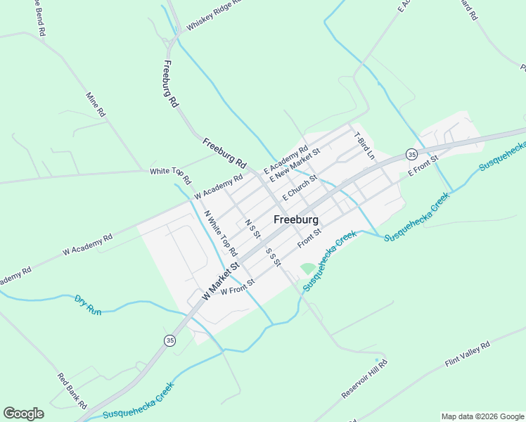 map of restaurants, bars, coffee shops, grocery stores, and more near 6 East Church Street in Freeburg