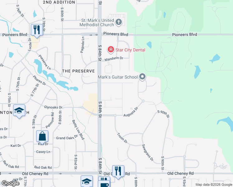 map of restaurants, bars, coffee shops, grocery stores, and more near 4901 Rentfro Drive in Lincoln