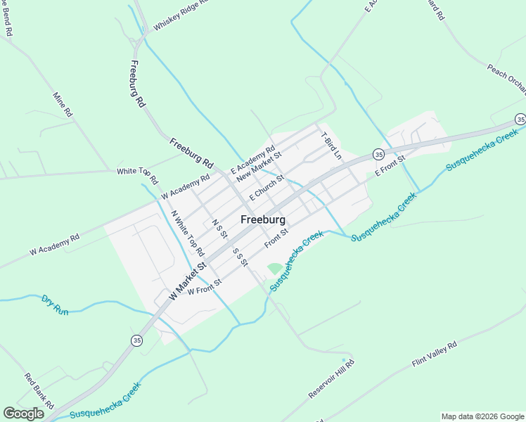 map of restaurants, bars, coffee shops, grocery stores, and more near 109 East Church Street in Freeburg