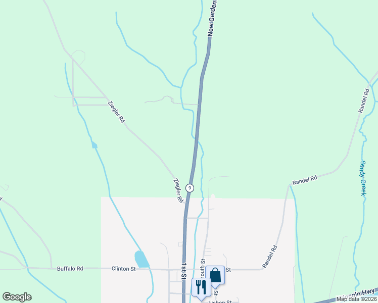 map of restaurants, bars, coffee shops, grocery stores, and more near 9493 Ohio 9 in Hanoverton