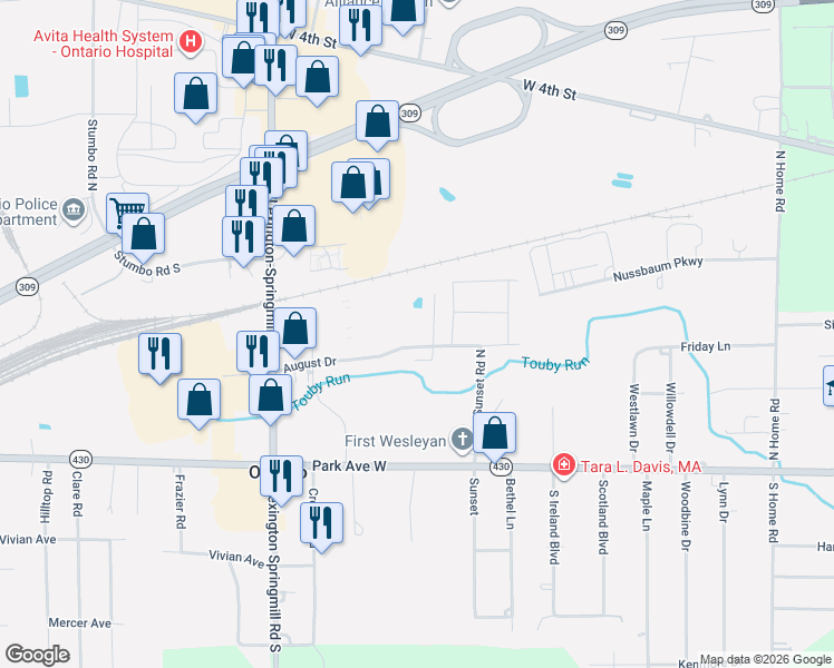 map of restaurants, bars, coffee shops, grocery stores, and more near 181 Glenview in Ontario