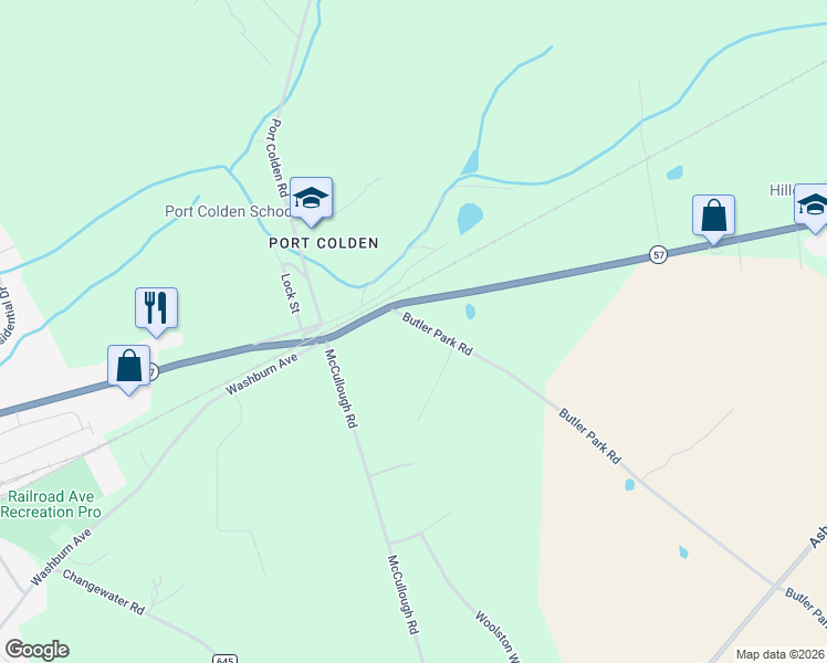 map of restaurants, bars, coffee shops, grocery stores, and more near 609 New Jersey 57 in Washington