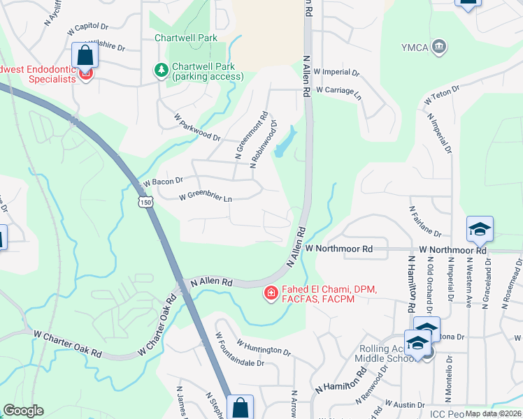map of restaurants, bars, coffee shops, grocery stores, and more near North Mandalay Drive in Peoria
