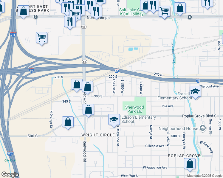 map of restaurants, bars, coffee shops, grocery stores, and more near 236 South 1500 West in Salt Lake City