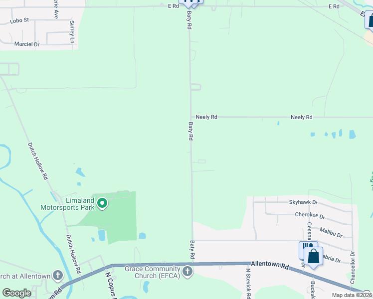 map of restaurants, bars, coffee shops, grocery stores, and more near 1875 Baty Road in Elida
