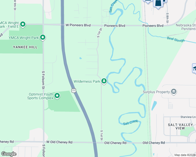 map of restaurants, bars, coffee shops, grocery stores, and more near 5001 South 1st Street in Lincoln