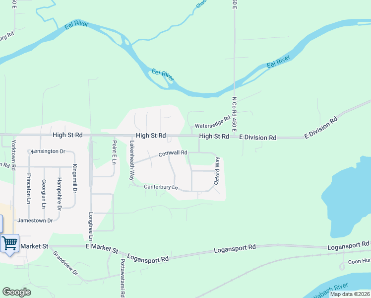 map of restaurants, bars, coffee shops, grocery stores, and more near 5105 High Street in Logansport