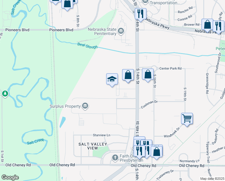 map of restaurants, bars, coffee shops, grocery stores, and more near 1200 Radcliff Street in Lincoln