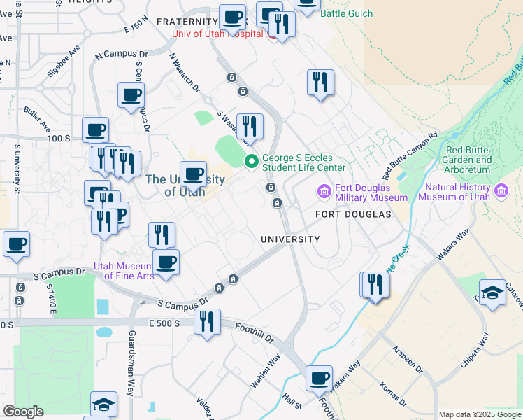 map of restaurants, bars, coffee shops, grocery stores, and more near in Salt Lake City