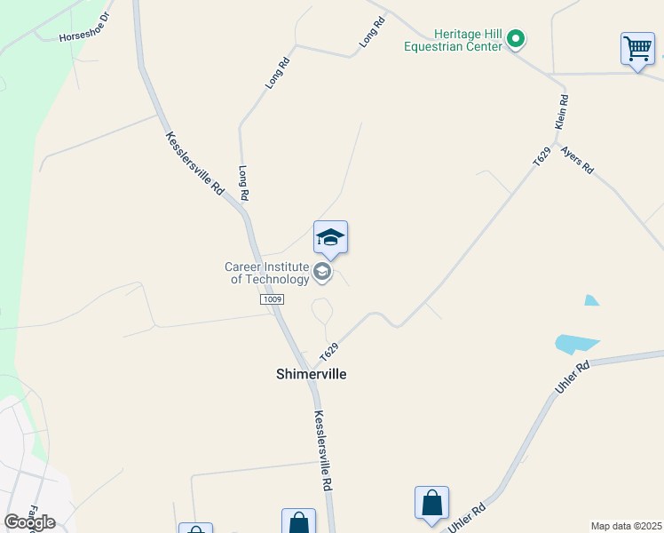 map of restaurants, bars, coffee shops, grocery stores, and more near 5335 Kesslersville Road in Easton