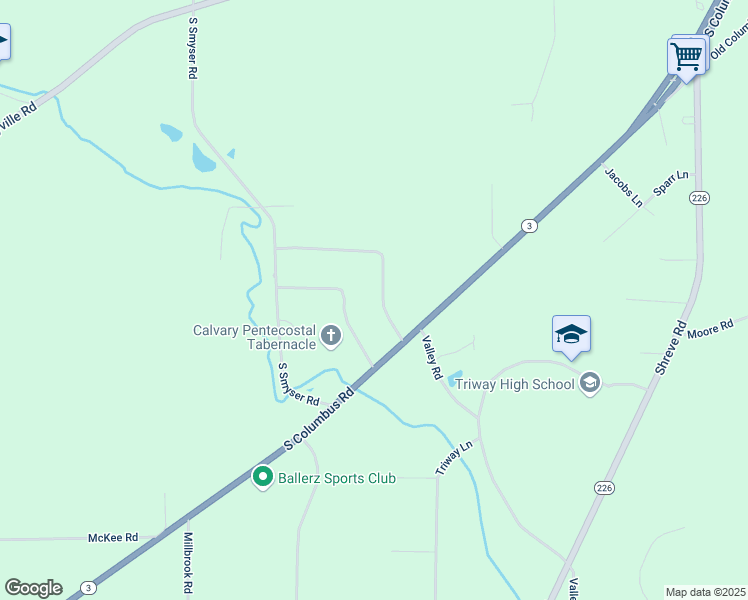 map of restaurants, bars, coffee shops, grocery stores, and more near 2917 Meadowbrook Drive in Wooster
